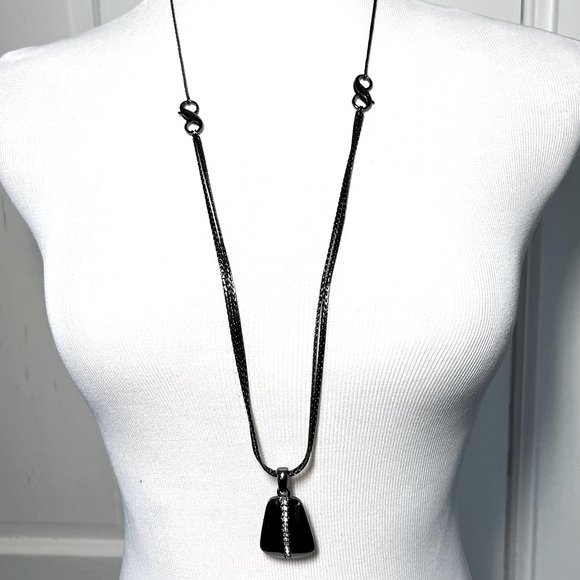 lia sophia “Classified” 3-strand necklace & “In the Groove” pendant, hematite - Picture 9 of 11